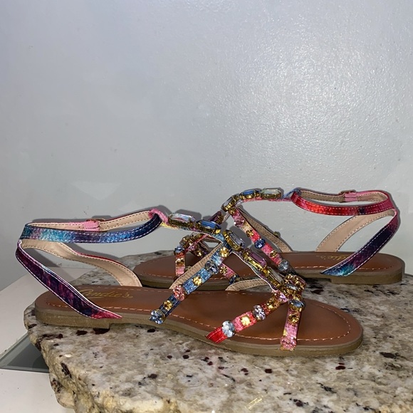 Candies Camilos Multi-Colored Rhinestone Gladiator Strappy Sandal-Women’s Size 6 - Picture 7 of 14